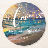 Elegant Sunset Beach String Lights Summer Wedding Ronde Kartonnen Onderzetter (Voorkant)