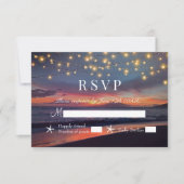 Elegant Sunset Beach String Lights Summer Wedding RSVP Kaartje (Voorkant)