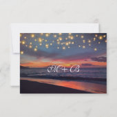 Elegant Sunset Beach String Lights Summer Wedding RSVP Kaartje (Achterkant)