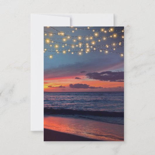 Elegant Sunset Beach String Lights Vrijgezellenfee Kaart (Achterkant)