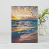 Elegant Sunset Beach Summer Engagement Kaart (Staand voorkant)