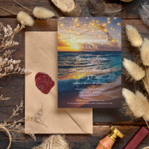 Elegant Sunset Beach Summer Engagement Kaart