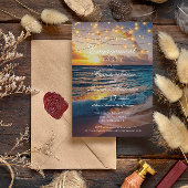 Elegant Sunset Beach Summer Engagement Kaart