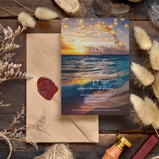 Elegant Sunset Beach Summer Engagement Kaart