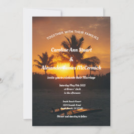 Elegant Sunset Beach Summer Nautical Wedding Invi Kaart