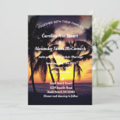 Elegant Sunset Beach Summer Tropical Wedding Kaart (Staand voorkant)