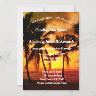 Elegant Sunset Beach Summer Tropical Wedding Kaart