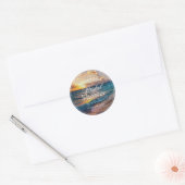 Elegant Sunset Beach Summer Vrijgezellenfeest Clas Ronde Sticker (Envelop)