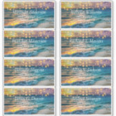 Elegant Sunset Beach Summer Weddenschap Label (Voorkant)