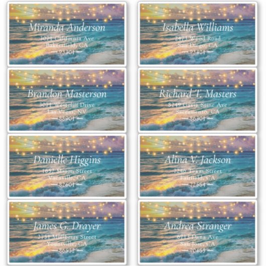 Elegant Sunset Beach Summer Weddenschap Label (Voorkant)