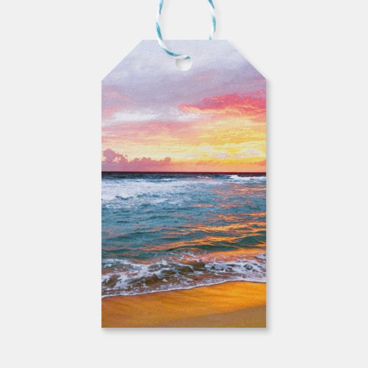 Elegant Sunset Beach Tropical Summer Cadeaulabel (Achterkant)