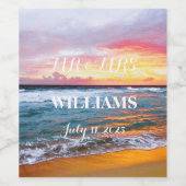 Elegant Sunset Beach Tropical Summer Wijn Etiket (Enkel label)