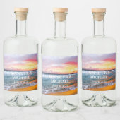 Elegant Sunset Beach Tropische Zomer Elegant Likeurfles Etiket (Flessen)