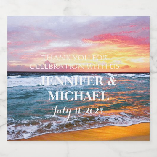 Elegant Sunset Beach Tropische Zomer Elegant Likeurfles Etiket (Enkel label)