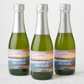 Elegant Sunset Beach Tropische Zomer Elegant Sparkling Wijnetiket (Flessen)