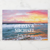 Elegant Sunset Beach Tropische Zomer Elegant Sparkling Wijnetiket (Enkel label)