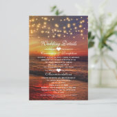 Elegant Sunset Beach Zomer Bruiloft Details Kaart (Staand voorkant)