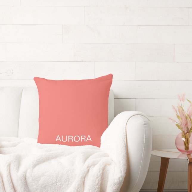 Elegant Sunset Coral gepersonaliseerde naam - Kussen (Bank)