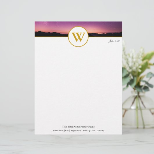 Elegant Sunset Monogram  Briefhoofd (Staand voorkant)