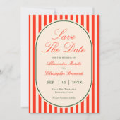 Elegant Sunset Orange Stripe Italian Wedding Save The Date (Voorkant)