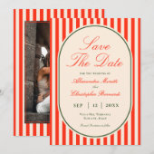 Elegant Sunset Orange Stripe Italian Wedding Save The Date (Voorkant / Achterkant)