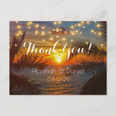 Elegant Sunset Palm Beach Summer Weddenschap Bedan Briefkaart (Voorkant)