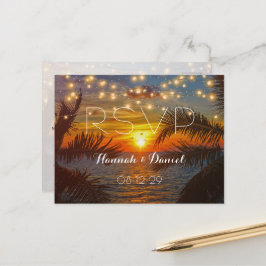 Elegant Sunset Palm Beach Summer Weddenschap RSVP Briefkaart