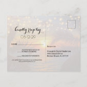 Elegant Sunset Palm Beach Summer Weddenschap RSVP Briefkaart (Achterkant)