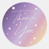 Elegant Sunset Scattered Stars Bedankt Ronde Sticker (Voorkant)