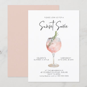 Elegant Sunset Soiree Drinken Cocktail Party Pink Kaart
