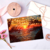 Elegant Sunset Tropical Beach Wedding Kaart
