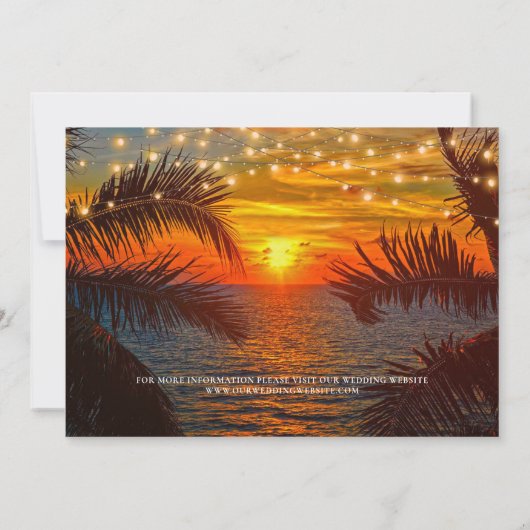 Elegant Sunset Tropical Beach Wedding Kaart (Achterkant)