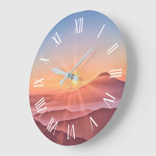 Elegant Sunshine Mountains | Wandklok (Hoek)