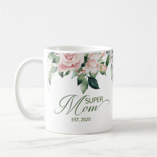 Elegant Super Mam Floral Script Moederdag Koffiemok