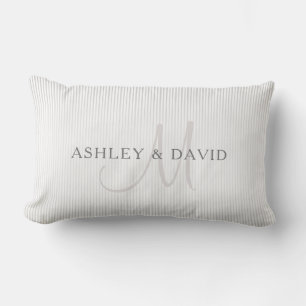 Elegant Surname Monogram & Thin Grey Stripes Kussen
