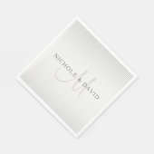 Elegant Surname Monogram & Thin Grey Stripes Servet (Hoek)