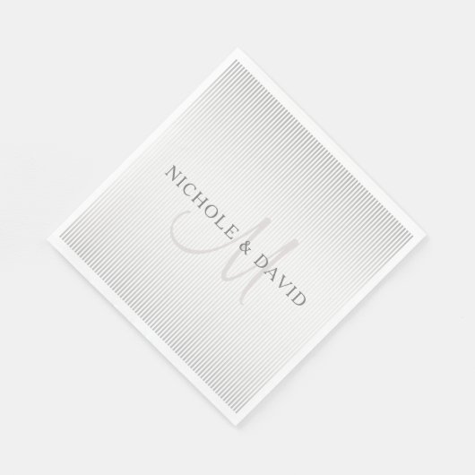 Elegant Surname Monogram & Thin Grey Stripes Servet (Hoek)