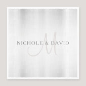 Elegant Surname Monogram & Thin Grey Stripes Servet