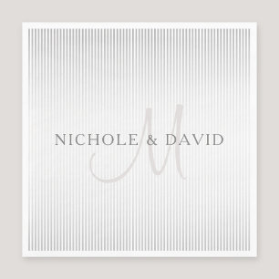 Elegant Surname Monogram & Thin Grey Stripes Servet