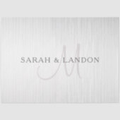 Elegant Surname Monogram & Thin Grey Stripes Tissuepapier (Voorkant)