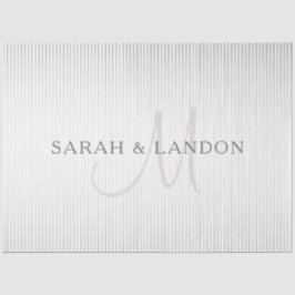 Elegant Surname Monogram & Thin Grey Stripes Tissuepapier