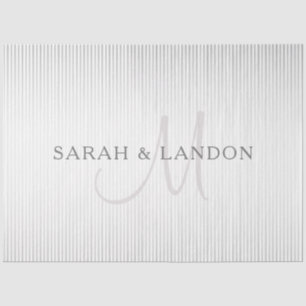 Elegant Surname Monogram & Thin Grey Stripes Tissuepapier