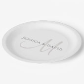 Elegant Surname Monogram | Wit en grijs Papieren Bordje (Gekanteld)