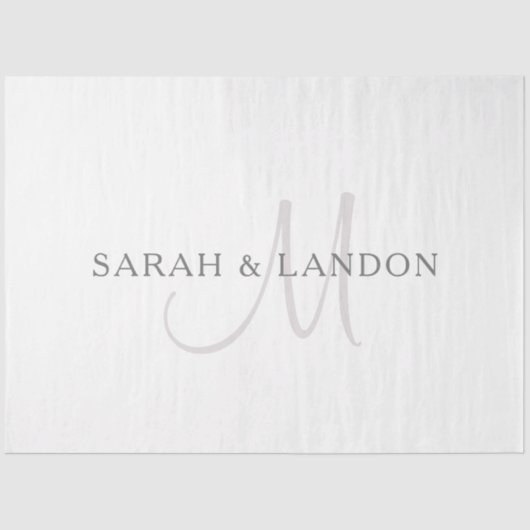 Elegant Surname Monogram | Wit en grijs Tissuepapier (Voorkant)