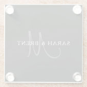 Elegant Surname Monogram | Zwart, grijs en wit Glazen Onderzetter (Achterkant)