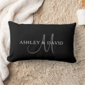 Elegant Surname Monogram | Zwart, grijs en wit Kussen (Deken)