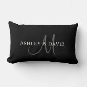 Elegant Surname Monogram | Zwart, grijs en wit Kussen (Voorkant)