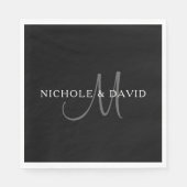 Elegant Surname Monogram | Zwart, grijs en wit Servet (Voorkant)