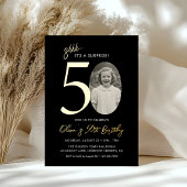 Elegant Surprise 50th Birthday Black and Gold Folie Uitnodiging
