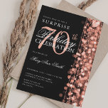 Elegant Surprise 70th Birthday Sparkles Roos Gold Kaart<br><div class="desc">Elegante 70ste Verjaardagsfeestje Sparkles uitnodigingsuitnodiging sjabloon. Met Roos Gold verlichting,  string en sparkles. Geweldig voor 30e,  40e,  50e,  60e en 70e verjaardag en meer!</div>